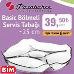 PAŞABAHÇE BASİC BÖLMELİ SERVİS TABAĞI ~25 CM